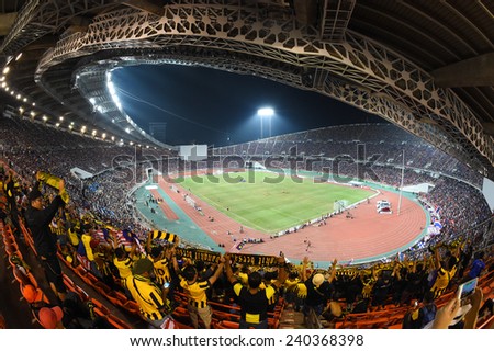 BANGKOK, DEC 17:Top view of Rajamangala stadium during the competition 2014 AFF Suzuki Cup between Thailand and Malaysia at Rajamangala stadium on December 17, 2014 in Bangkok, Thailand.