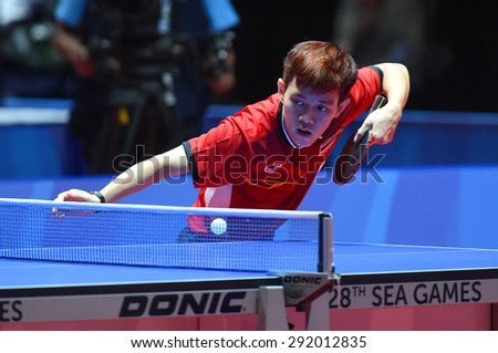 KALLANG,SINGAPORE-JUNE1:Padasak.T of Thailand in action during the 28th SEA Games Singapore 2015 between Thailand and Cambodia at Singapore Indoor Stadium on June1 2015 in SINGAPORE.
