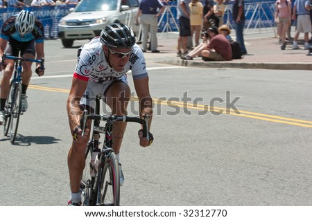 ARLINGTON, VA - MAY 30: Professional cyclist Chad Gerlach of the Amore Vita cycling team rides solo during the 2009 Air Force Academy Criterium in Arlington, Virginia, May 30, 2009.