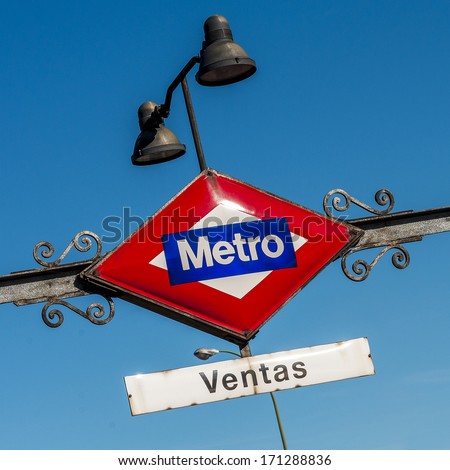 Famous La Ventas Metro in Madrid near La Ventas building, Spain