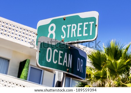 street sign of famous street Ocean Drive