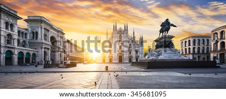 Duomo at sunrise, Milan, Europe.