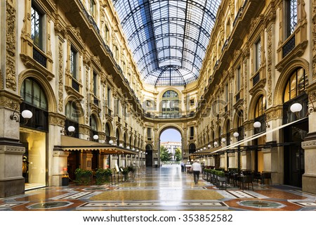Glass dome of Galleria Vittorio Emanuele in Milan, Italy