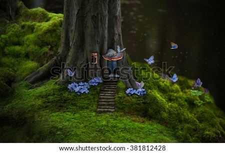 Fantasy tree house of a forest elf.