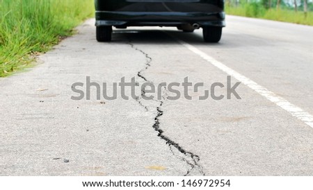 Car parking on crack road