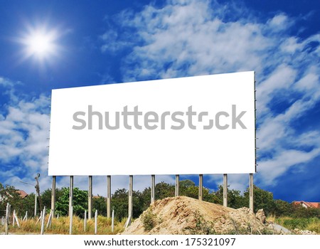 Blank billboard on local country with sunshine background