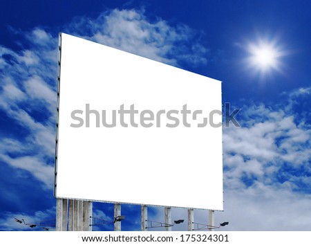 Billboard with empty screen on sunshine background