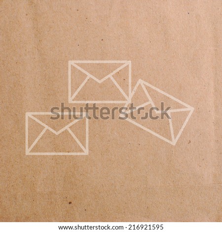 Letter symbol on brown paper sheet