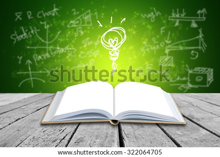 Open book with formulas background