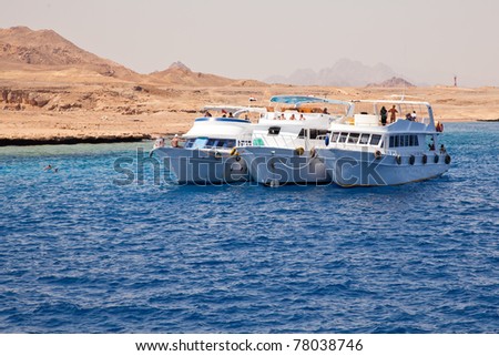 Boats anchored on Red Sea