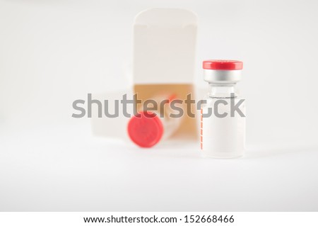 Red cap injection vial in container box