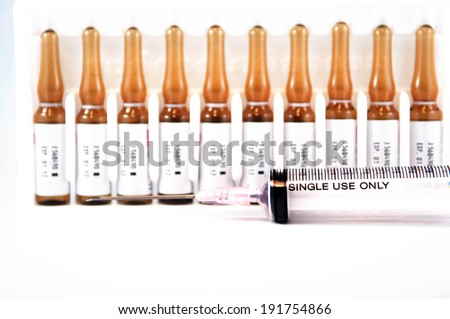 Disposable syringe and injection ampule background