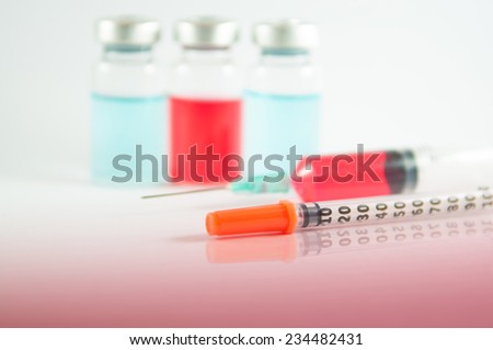 Shadow effect of Disposable syringe and injection vial