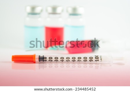 Shadow effect of Disposable syringe and injection vial