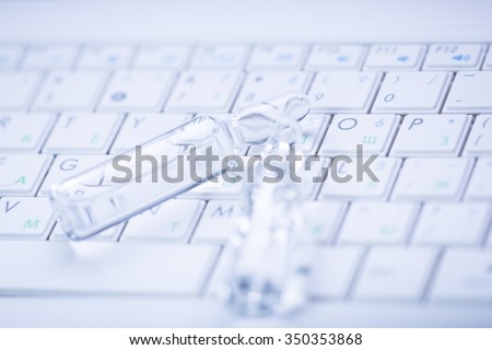 Photo of medical equipment on the keyboard computing system