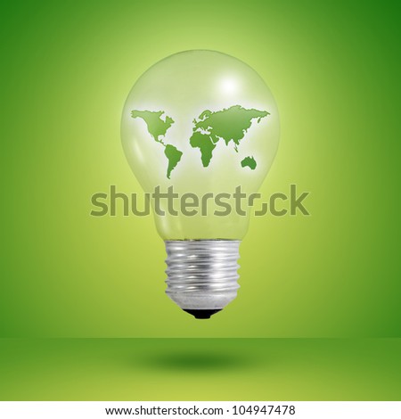 eco concept: light bulbs with map of world inside