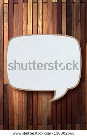bubble talk tag recycled paper stick on wood background