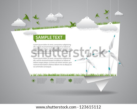 Eco friendly green origami template Eco friendly green origami template