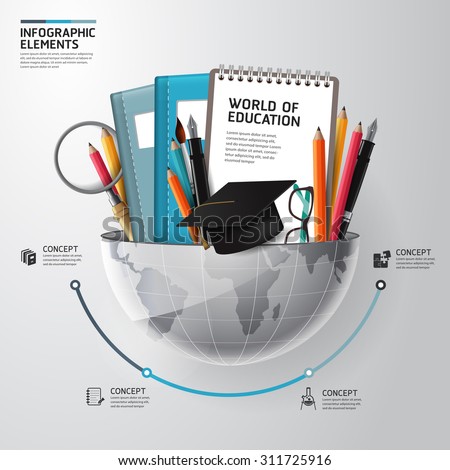 World of education concept infographics. Vector illustration. can be used for workflow layout, banner, diagram