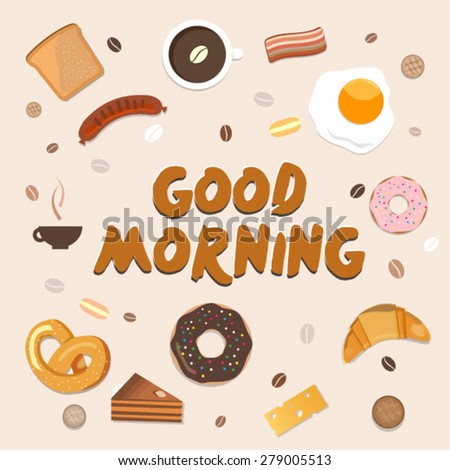 food breakfast illustration vector background. good morning illustration.