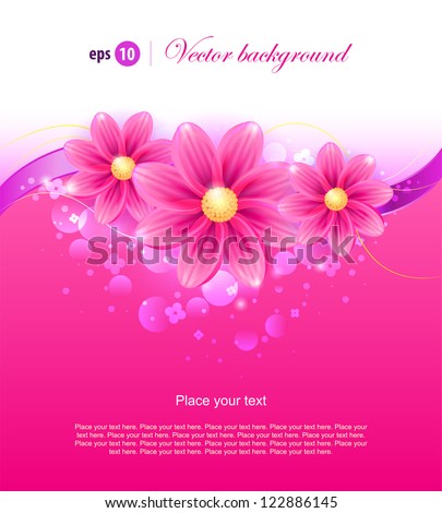 ?olorful background with pink flowers. Easy to edit. Perfect for invitations or announcements.