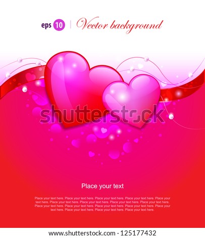 Vector background with two hearts. Happy Valentine's day. Easy to edit ...