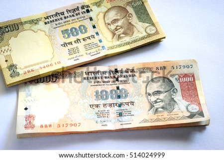 Indian currency of Rs.500/- and Rs.1000/- which the Government of India in a sudden and swift announcement demonetized w.e.f. 8th November, 2016 midnight to curtail corruption and fake currency.