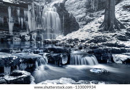 The stunning Scaleber Force falls near Settle in the Yorkshire Dales National Park in all of their winter splendor.