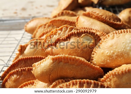 Curry puffs on sale at a market in Malaysia