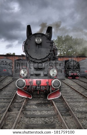 vintage black steam powered railway train
