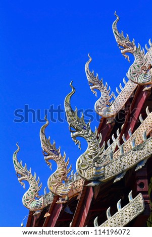 Gable apex in temple roof , Chiangmai Province, Thailand.