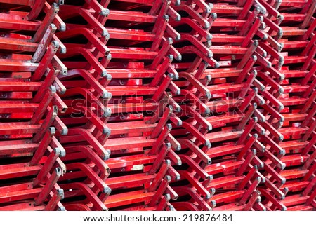 Rows of chairs stacked.