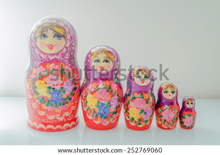 ROME - CIRCA JANUARY 2013: Russian matryoshka doll, circa January 2013 in Rome. Also known as russian nesting doll, it\'s a set of wooden dolls of decreasing size placed one inside the other.