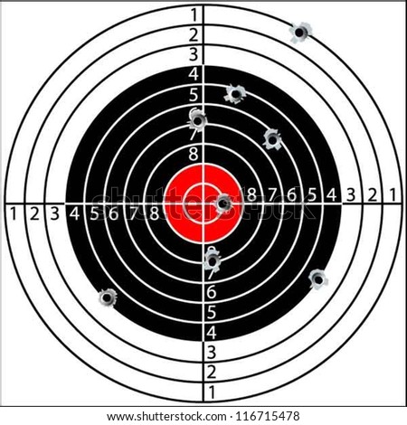 Shooting Target, With Holes Pierced By Bullets, Vector - 116715478 