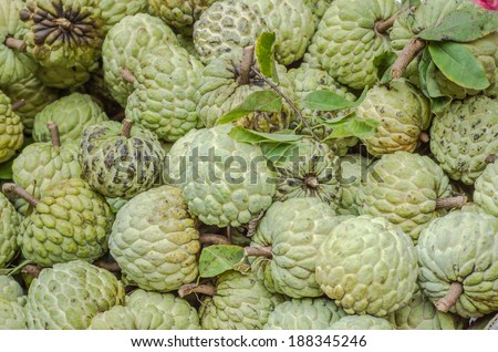 Fresh sugar Apple group for sale on table