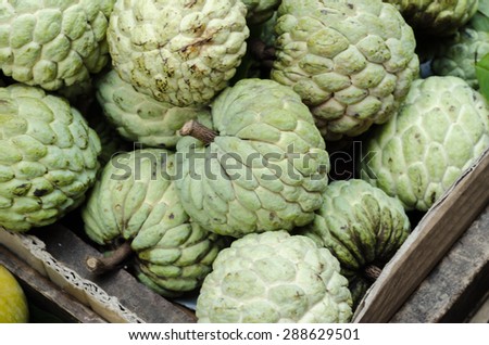 Fresh sugar Apple group for sale on table