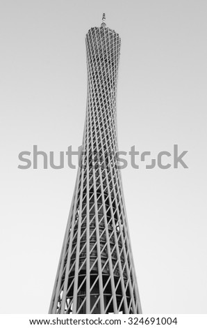 Guangzhou, CHINA - October 07, 2014: Canton Tower is a 600-metre Guangzhou TV Astronomical and Sightseeing Tower. It opened for the 2010 Asian Games.
