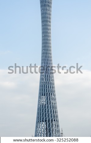 Guangzhou, CHINA - September 20, 2014: Canton Tower is a 600-metre Guangzhou TV Astronomical and Sightseeing Tower. It opened for the 2010 Asian Games.