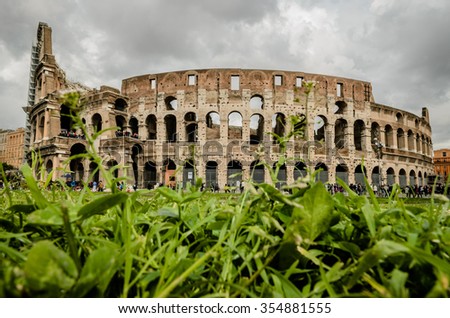 ROME - April 4: Colosseum (Coliseum) in on April 4, 2014 Rome, Italy. The Colosseum is an important monument of antiquity and is one of the main tourist attractions of Rome.