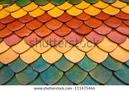 Roof tiles texture of Temple in Thailand.