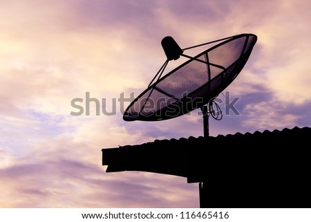 satellite communication disk on evening background
