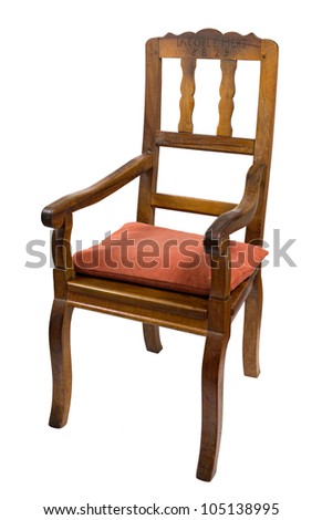 antique armchair made of walnut wood from the biedermeier time