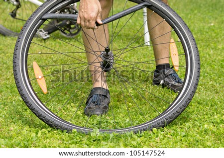 repairing a flat bicycle tire
