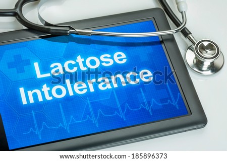 Tablet with the diagnosis lactose intolerance on the display