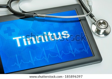 Tablet with the diagnosis tinnitus on the display