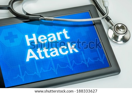 Tablet with the diagnosis heart attack on the display