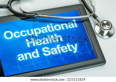 Tablet with the text Occupational Health and Safety