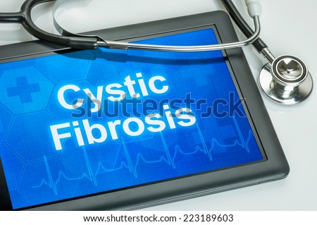 Tablet with the text Cystic Fibrosis on the display