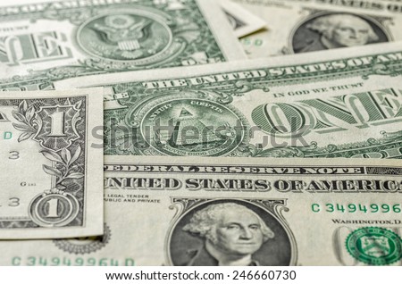 A background with american one dollar bills
