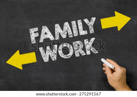 Family or Work written on a blackboard